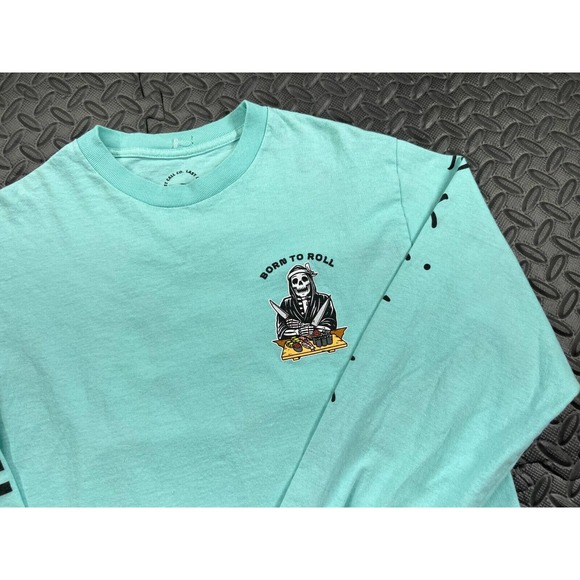 Last Call Co Shirt Adult Medium Green Teal Logo Long Sleeve Cotton Casual Men's - Picture 4 of 13